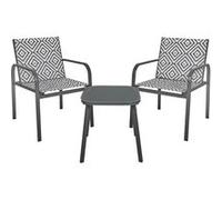 ALTOBUY Ensemble jardin 2 fauteuils avec table basse AZTEK motifs graphiques gris Gris