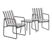 ALTOBUY Ensemble jardin 2 fauteuils avec table basse CALICO motifs rayures gris Gris