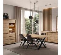 Ensemble séjour complet URIDSON - Table repas 230cm, buffet, argentier - aspect bois Hudson Oak Marron