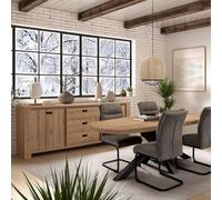 AltoBuy Ensemble séjour Table Castella + Buffet Aspect Bois Finition Castel Oak - Anatole