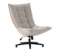 AltoBuy Fauteuil Lounge pivotant Tissu Maille Douce Beige Pied étoile métal Noir - CEVIA