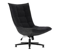 AltoBuy Fauteuil Lounge pivotant Tissu Maille Douce Gris foncé Pied étoile métal Noir - CEVIA