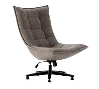 AltoBuy Fauteuil Lounge pivotant Tissu Maille Douce Taupe Pied étoile métal Noir - CEVIA