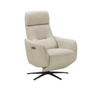 AltoBuy Fauteuil Relax électrique pivotant avec têtière Manuelle Tout Cuir Gris Clair - REANE