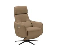 AltoBuy Fauteuil Relax électrique pivotant avec têtière Manuelle Tout Cuir Marron Clair - REANE