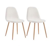 AltoBuy FJARD - Lot de 2 Chaises Blanches Tissu Bouclettes