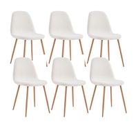 AltoBuy FJARD - Lot de 6 Chaises Blanches Tissu Bouclettes