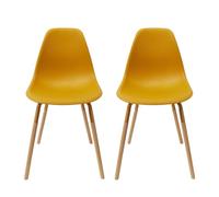 Lot de 2 chaise H. 85 cm non pliable en bois interieur jaune