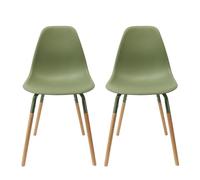 AltoBuy FLUK - Lot de 2 Chaises Polypropylène Vert et Bois