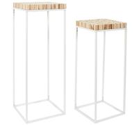 Duo de Sellettes Gigognes Rondins de Bois et Métal Blanc - FREJ - ALTOBUY Bois G