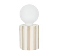 AltoBuy Lampe à Poser céramique rayé Taupe et Blanc Abat-Jour Globe (H17cm) sur Piles