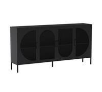 AltoBuy LIOVIA - Buffet 4 Portes Ajourées en Métal Noir