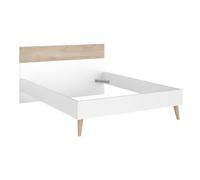 AltoBuy Lit 140x190 Cadre Blanc et tête de lit avec Bandeau Finition Aspect Bois - BORGALL