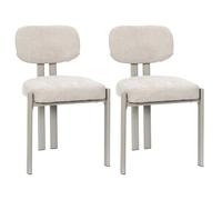 Lot de 2 chaises assise et dossier rembourré et tissu toucher doux beige pieds métal design - STUBBY -