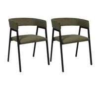 AltoBuy Lot de 2 fauteuils de Table Design en métal et Velours côtelé Coloris Vert - Amory