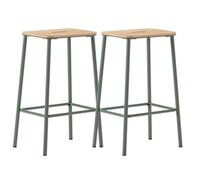 AltoBuy Lot de 2 tabourets de Bar H65cm en Bois Naturel Pied en métal Aigue-Marine - Bahia