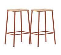 AltoBuy Lot de 2 tabourets de Bar H65cm en Bois Naturel Pied en métal Brique - Bahia