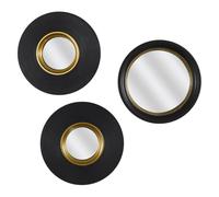AltoBuy Lot de 3 Miroirs Convexes Ronds Noir et Or