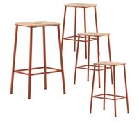 AltoBuy Lot de 4 tabourets de Bar H65cm en Bois Naturel Pied en métal Brique - Bahia