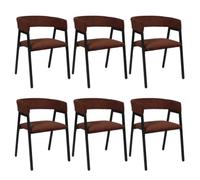 Lot de 6 fauteuils de table design en métal et velours côtelé coloris terracotta - AMORY - ALTOBUY Rouge