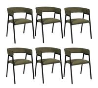 Lot de 6 fauteuils de table design en métal et velours côtelé coloris vert - AMORY - ALTOBUY