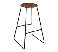 AltoBuy Lucien - Tabouret de Bar en métal Filaire Noir et Assise en Acacia