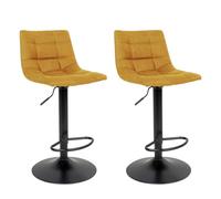 Lot de 2 Tabourets Acier et Tissu Jaune Moutarde - MAGNUS -