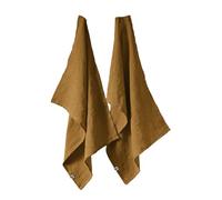 AltoBuy Margaux - Lot de 2 Torchons Essuie-Vaisselle 50x70cm Lin Lavé Caramel