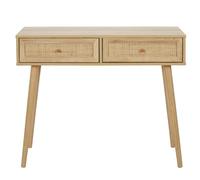 AltoBuy Maya - Console 2 Tiroirs Effet Bois et Façades Rotin