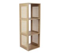 Rangement 3 Cases Effet Bois et Façades Rotin - MAYA - ALTOBUY Marron G