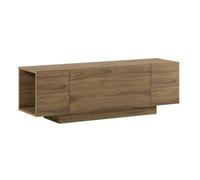 AltoBuy Meuble TV 1 Porte abattante et 2 niches latérales Aspect Bois foncé - TRIVOR