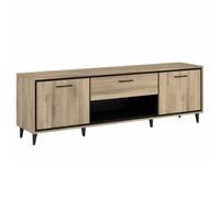 ALTOBUY Meuble TV OSTAREL 2 portes 1 tiroir 1 niche aspect chêne noir 180x40x41cm Marron