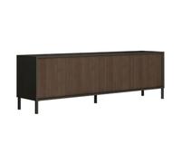 AltoBuy Meuble TV Gris Lave et Aspect Bois Relief Effet tasseaux Pieds métal - TICORIA