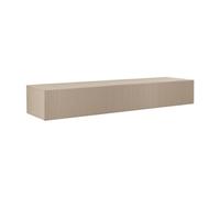 Meuble TV suspendu JANEIRO BEIGE 1 porte abattante relief laqué beige (160x28xH30cm) Marron