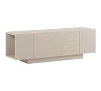 Meuble TV TRIVOR 1 porte abattante 2 niches aspect bois clair beige 140x40x45cm