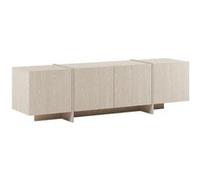 ALTOBUY Meuble TV VISION 4 portes aspect bois clair beige pieds-séparations pleins 178x35x55cm Beige