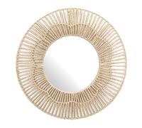 Miroir mural rond fleur imitation rotin (Ø50 cm)