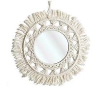 ALTOBUY Miroir mural rond style bohème Ø55 cm Beige Beige