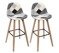 MOZAIK - Lot de 2 Tabourets Scandinaves Noirs et Blancs
