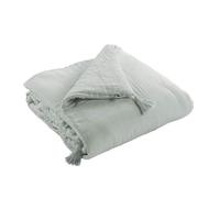 AltoBuy OUREA - Couvre-Pied 150x150cm Capitonné Gaze de Coton Eucalyptus