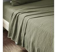 AltoBuy OUREA - Drap Plat 240x300cm Gaze de Coton Romarin