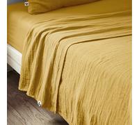 Drap Plat 240x300cm Gaze de Coton Safran - OUREA - ALTOBUY Jaune G