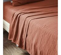 AltoBuy OUREA - Drap Plat 240x300cm Gaze de Coton Terracotta