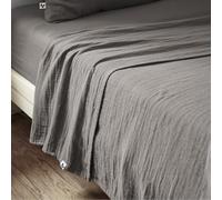 Drap Plat 270x300cm Gaze de Coton Granit - OUREA - ALTOBUY Gris G