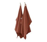 AltoBuy OUREA - Lot de 2 Essuie-Mains 50x70cm Gaze de Coton Terracotta