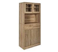 AltoBuy PAJAN - Buffet Vaisselier Multi-Rangement Effet Bois avec Tasseaux
