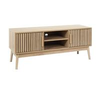 PAJAN - Meuble TV 2 Portes Effet Bois avec Tasseaux