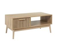 AltoBuy PAJAN - Table Basse 1 Tiroir Effet Bois avec Tasseaux