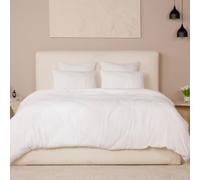 AltoBuy Parure Housse de Couette 240x220cm + 2 taies 100% Gaze de Coton lavée Blanc Pur - Valma