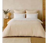 AltoBuy Parure Housse de Couette 240x220cm + 2 taies 100% Gaze de Microfibre uni écru - NATHEA
